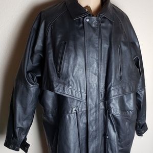 Men’s Full Length Leather Trench Coat Size xl High
